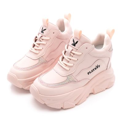 PLAYBOY 星耀微光真皮內增高老爹鞋-PY1711粉