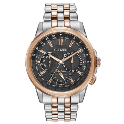 CITIZEN Eco-Drive 王者榮耀三眼光動能腕錶-灰x金銀-BU2026-65H-42mm