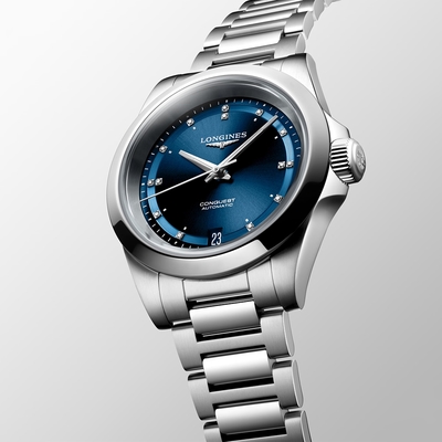 LONGINES 浪琴 Conquest 征服者鑽石機械女錶 周年慶獻禮 送禮推薦-34mm L3.430.4.97.6