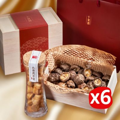 十翼饌 吉祥迎春香菇幹貝雙層禮盒x6盒入 附提袋(春節/伴手禮/過年/送禮)