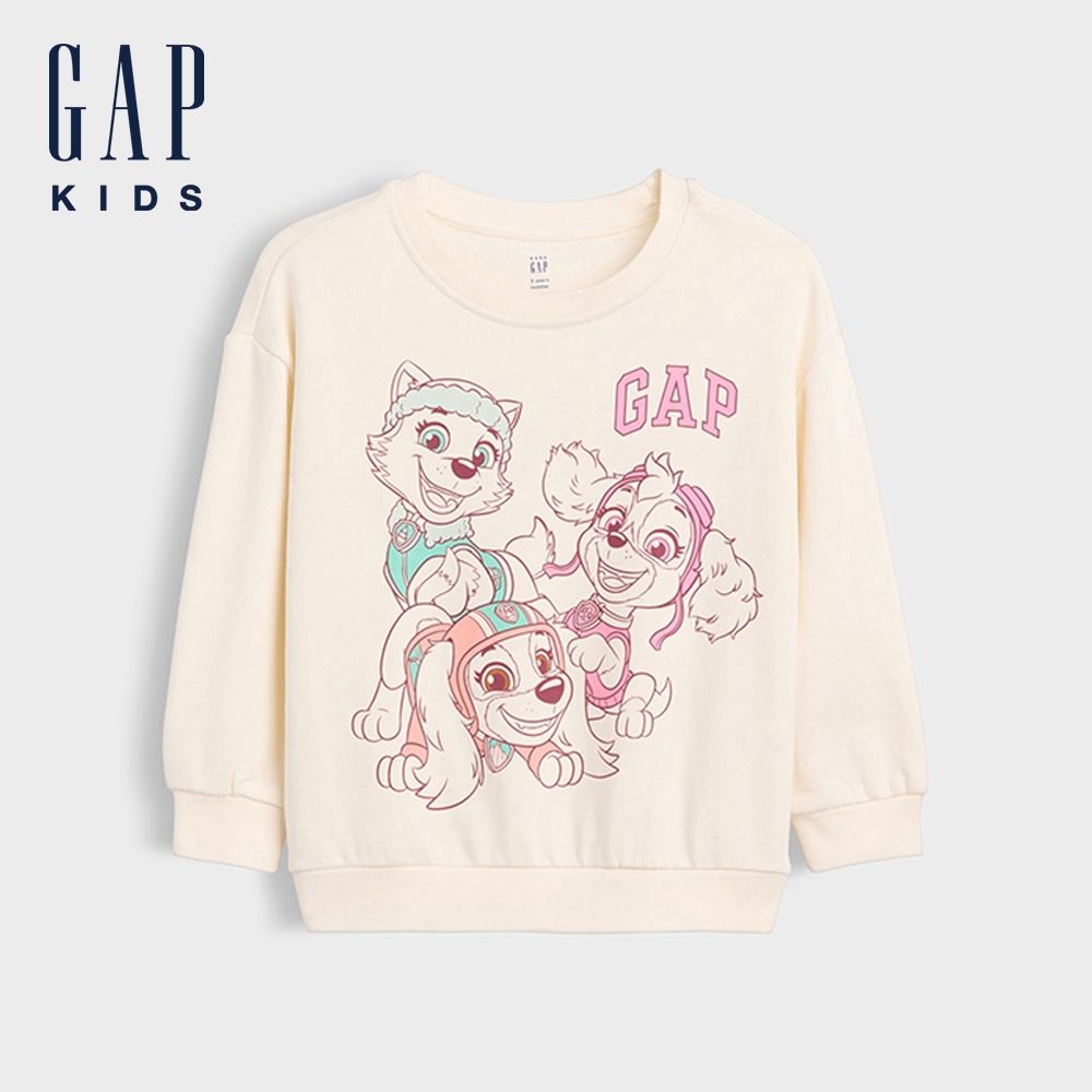 【GAP】Gap × PAW Patrol汪汪隊立大功 嬰幼兒VintageSoft毛圈布大學T-象牙白(915005) (象牙白)