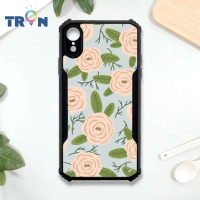 TRON iPhone XR 平塗簡約手繪花-3 四角防摔 機甲殼 軟硬殼 手機殼