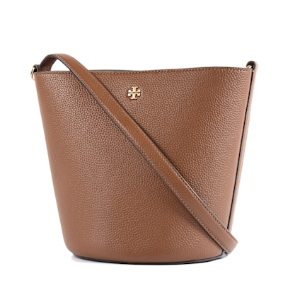 TORY BURCH BLAKE 荔枝紋磁釦肩背/斜背二用水桶包-焦糖色