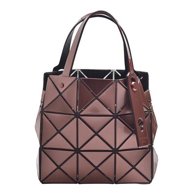 ISSEY MIYAKE 三宅一生 BAOBAO CARAT系列 3X3亮面手提包(焦糖棕)