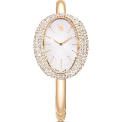SWAROVSKI 施華洛世奇 Imber 璀璨水晶橢圓形手環式手錶 女錶-香檳金/35x28mm 寵愛媽媽 送禮推薦 5716108