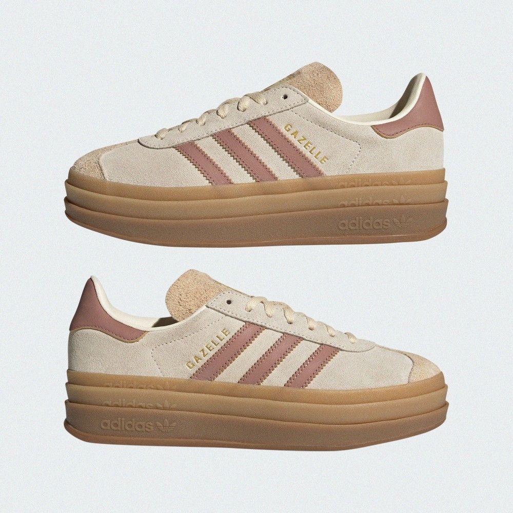 木製能面 金色 茶色 adidas 愛迪達】 GAZELLE BOLD 運動休閒鞋德訓鞋滑板復古厚底鞋女鞋