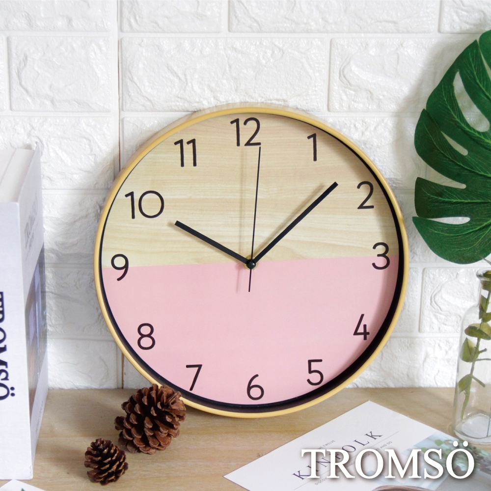 TROMSO 紐約時代玫瑰金靜音時鐘-木質粉紅