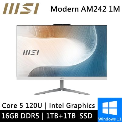 MSI微星 微星 Modern AM242 1M-1059TW-SP2 24型 白(Core 5 120U/16G/1TB+1TB/W11)特仕版
