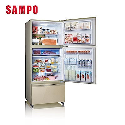 SAMPO聲寶 605公升1級能效星美滿極光鈦三門變頻冰箱SR-C61DV(Y5)炫麥金 含基本安裝+舊機回收