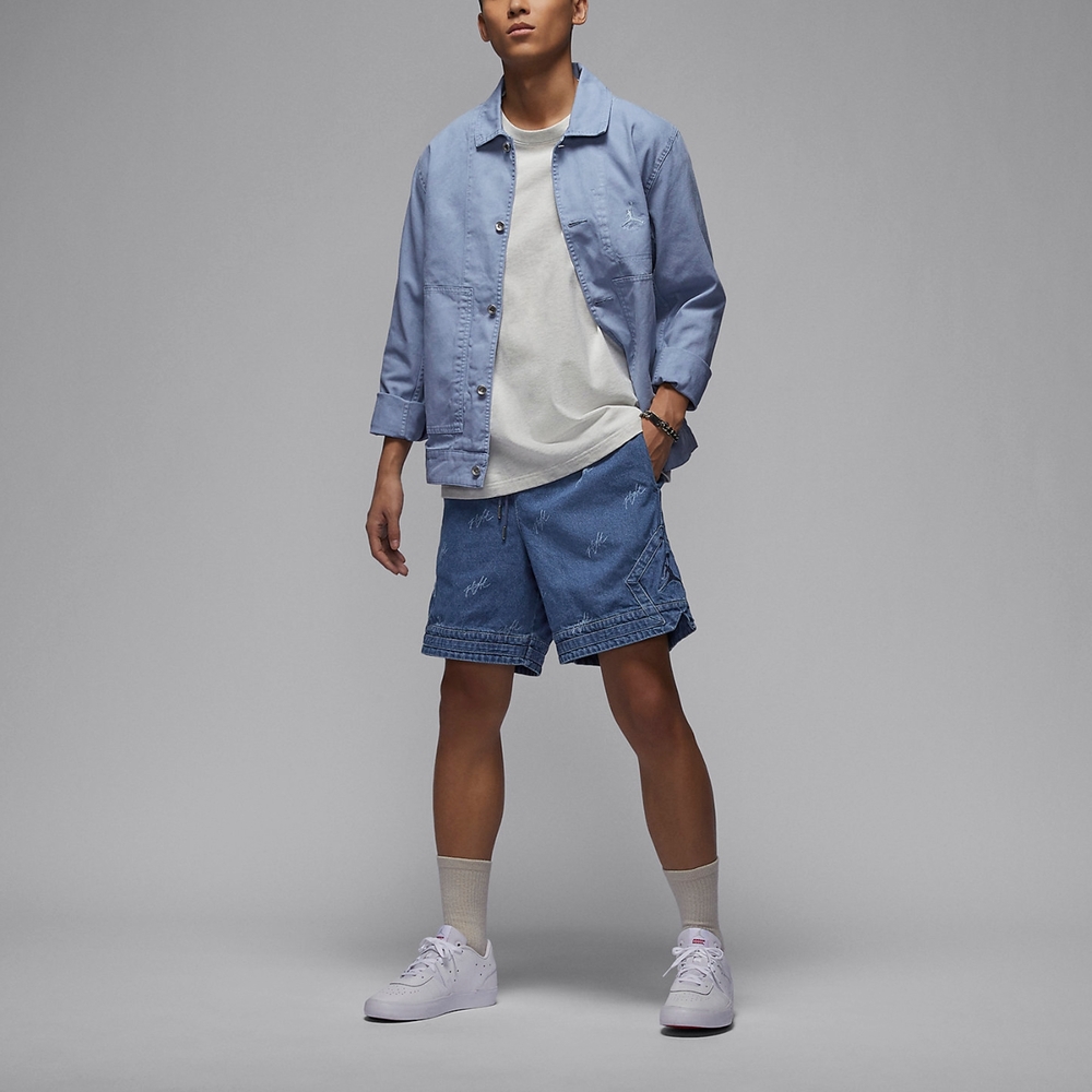 Nike 短褲Jordan Air Denim Shorts 男款藍白抽繩水洗做舊褲子FN4652