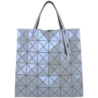 ISSEY MIYAKE 三宅一生 BAOBAO 珍珠藍灰色亮面三角格6x6肩背/手提包