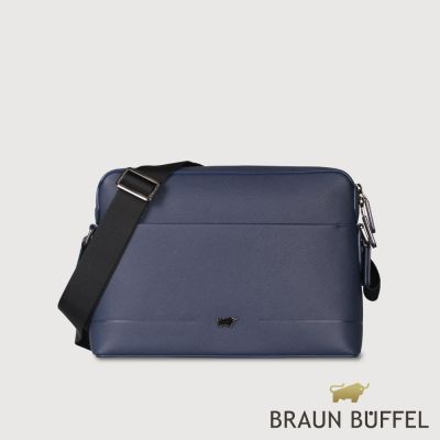 【BRAUN BUFFEL 德國小金牛】台灣總代理 格瑞克-E 橫式斜背包-深藍/BF573-TW61-DB