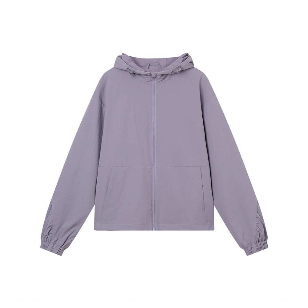 GIORDANO 女裝輕量防潑水連帽風衣外套 Essential Future系列 (33 灰脊紫)