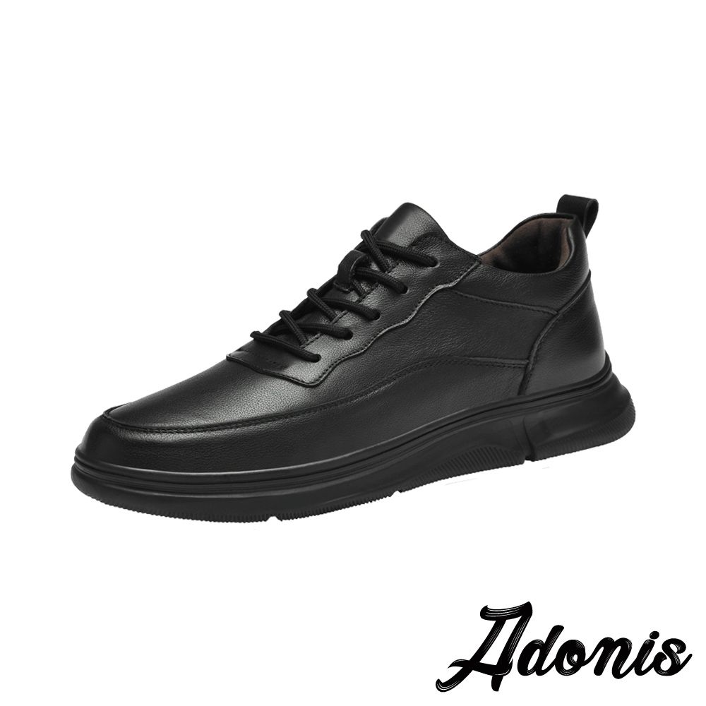 Adonis 真皮休閒鞋 板鞋/真皮頭層牛皮百搭舒適休閒個性板鞋 黑