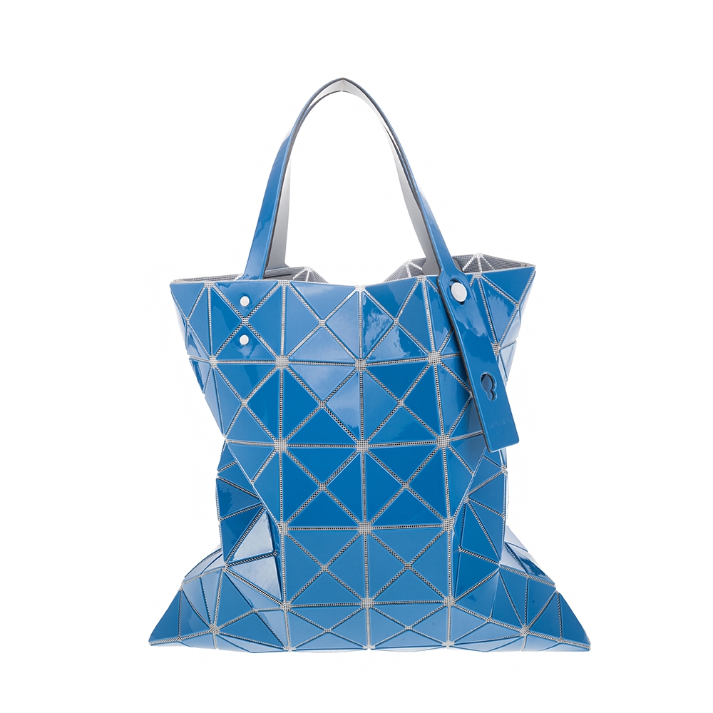 ISSEY MIYAKE 三宅一生BAOBAO 新色亮面三角格灰底6x6手提包(BLUE