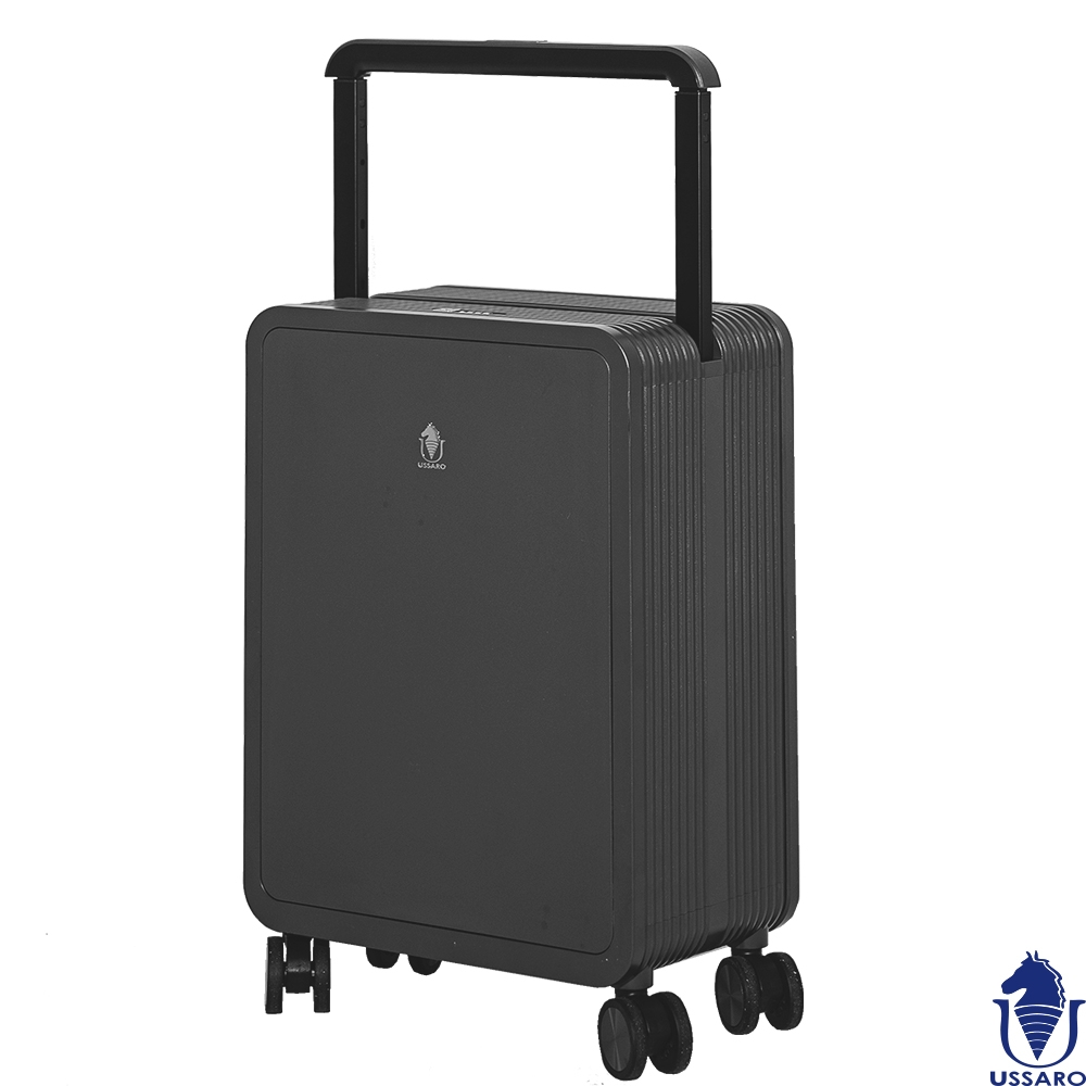 【USSARO】20吋前開式晶彩系列框箱/行李箱/旅行箱/登機箱(灰)