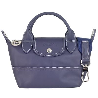 Longchamp LE PLIAGE XTRA 標籤藍色牛皮迷你肩背/手提兩用水餃包