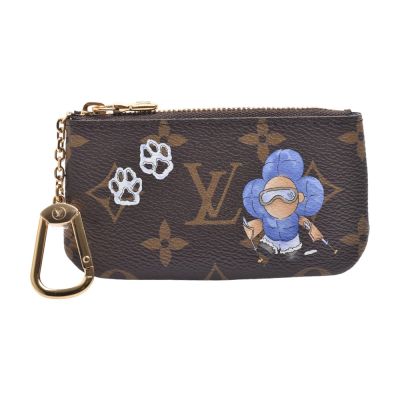 LV Louis Vuitton路易威登 M15341 聖誕限定Vivienne Wintery Travel系列Monogram帆布拉鍊鑰匙/零錢包