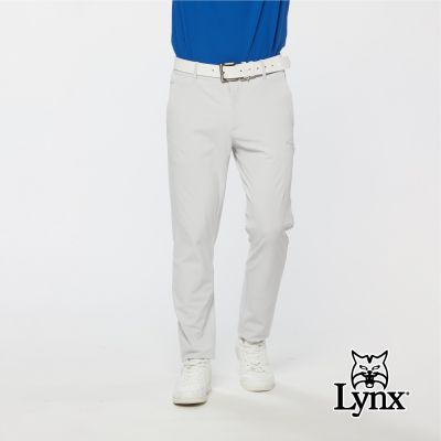 【Lynx Golf】首爾高桿風格！男款日本進口布料彈性舒適吸濕排汗長褲-淺灰色