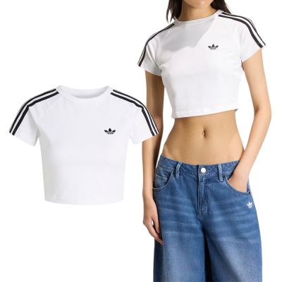 Adidas Sst Baby Tee 女款 白色 三葉草 短版 緊身 運動 休閒 短袖 KG3699