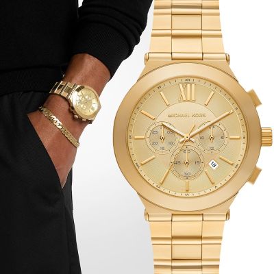 Michael Kors MK Oversized 羅馬三眼計時手錶 男錶 手鍊套組 套錶 夏日煥新提案 送禮推薦-金/44mm MK9270SET