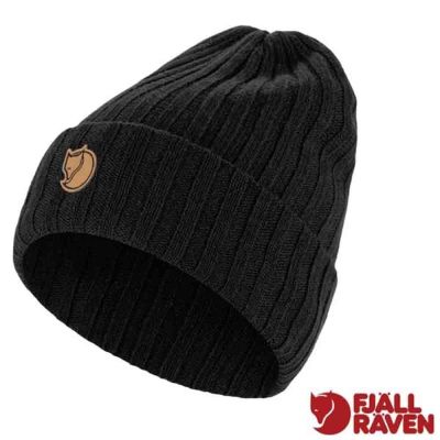 Fjallraven 北極狐Byron 100% 美麗諾羊毛保暖帽.針織毛線帽.護耳帽/雙層織法.帽緣可翻折/ 77388-550 黑