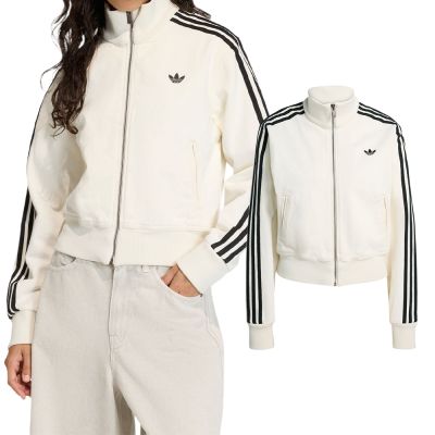 Adidas Firebird TT D 女款 白色 丹寧 立領 運動 休閒 牛仔 外套 KD2892