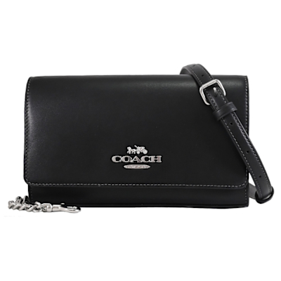 COACH 馬車LOGO翻蓋式手拿/斜背包(黑)