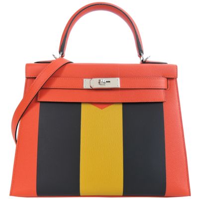 Hermes 愛馬仕 Kelly 28CM C刻 Epsom牛皮手提/肩背凱莉包(字母M/銀釦)