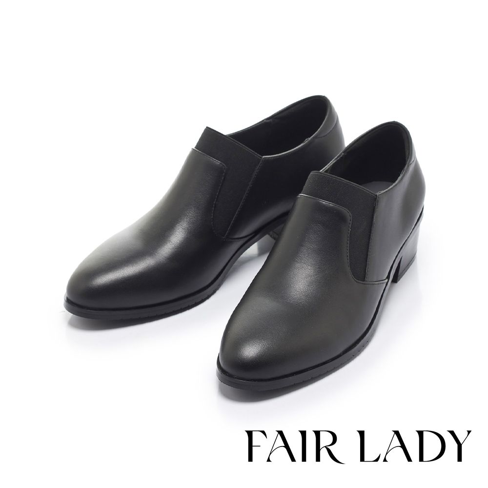 FAIR LADY 芯太軟 寬版鬆緊帶中跟踝短靴 黑 (8A3286)