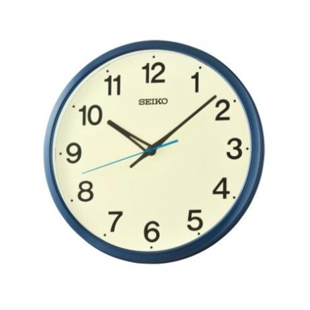 SEIKO 日本精工 時鐘 標準型掛鐘(QHA019L)藍框-30.5cm