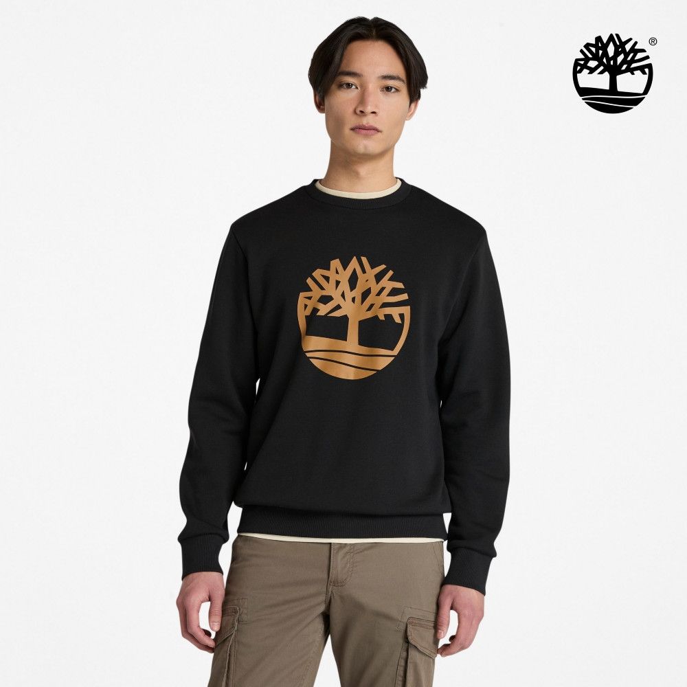 Timberland官方旗艦 精選圓領長袖上衣 大學T 男款(多款任選) (C.男款黑色)