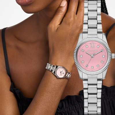 Michael Kors MK Lexington 時尚晶鑽大三針女錶 618限定禮遇 送禮推薦-粉/26mm MK4996