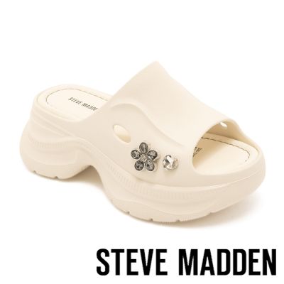 STEVE MADDEN-素面飾釦厚底拖鞋 TWBELLE-白色
