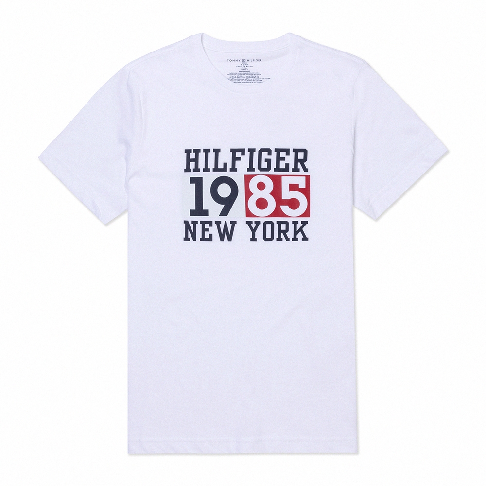 TOMMY 熱銷印刷1985Logo圖案短袖T恤-白色