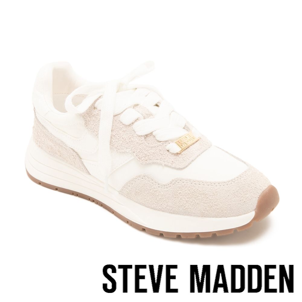 STEVE MADDEN-經典拼接綁帶休閒鞋 BURST-SM-白色