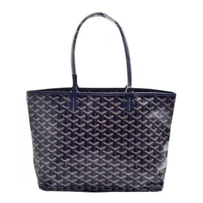 GOYARD 經典Artois PM系列印花LOGO帆布拉鍊肩背托特包(小-海軍藍)