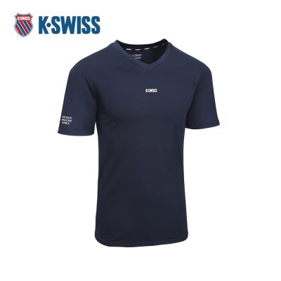 K-SWISS 排汗T恤 26SS PF TEE 12 M 吸濕排汗 短上衣 男短袖上衣 藍色 1013678-400