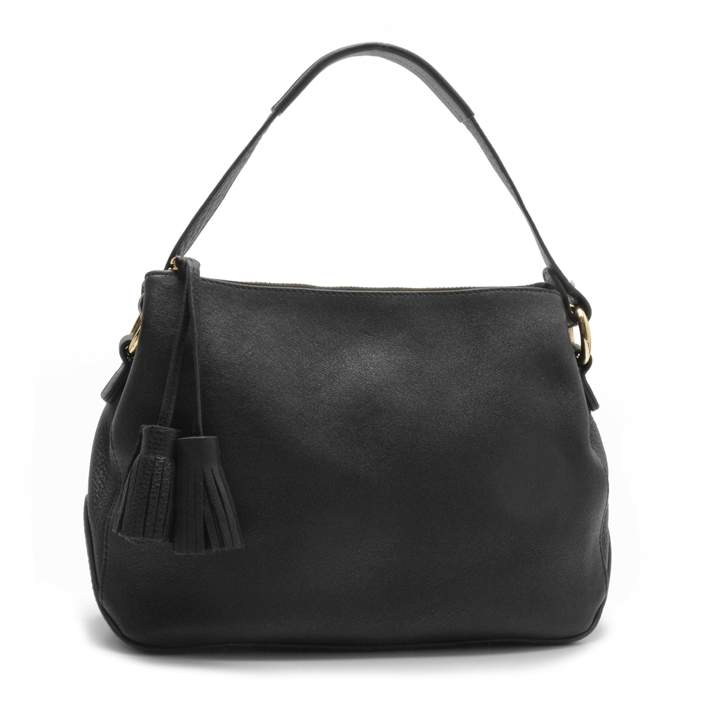 2R 托斯卡尼Toscani牛皮流蘇瑪歌包 摩登黑