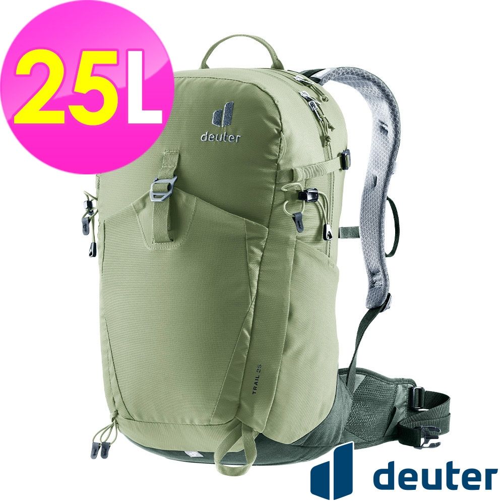 【deuter 德國】TRAIL 25L輕量拔熱透氣背包3440524綠/單日健行登山包/日常休閒旅遊包