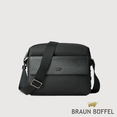 【BRAUN BUFFEL 德國小金牛】台灣總代理 尼爾-D 橫式斜背包-黑色/BF592-62-BK