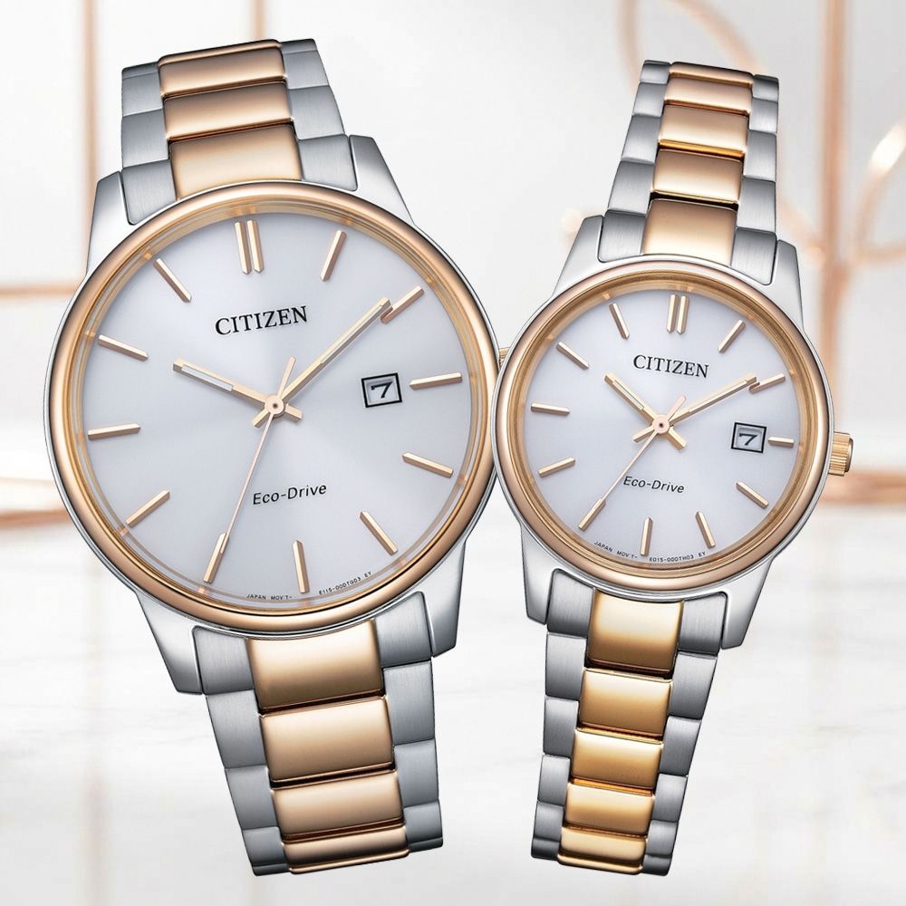 CITIZEN星辰 PAIR系列 光動能時尚對錶 錶 手錶 送禮 (BM7686-51A+EW2746-53A)