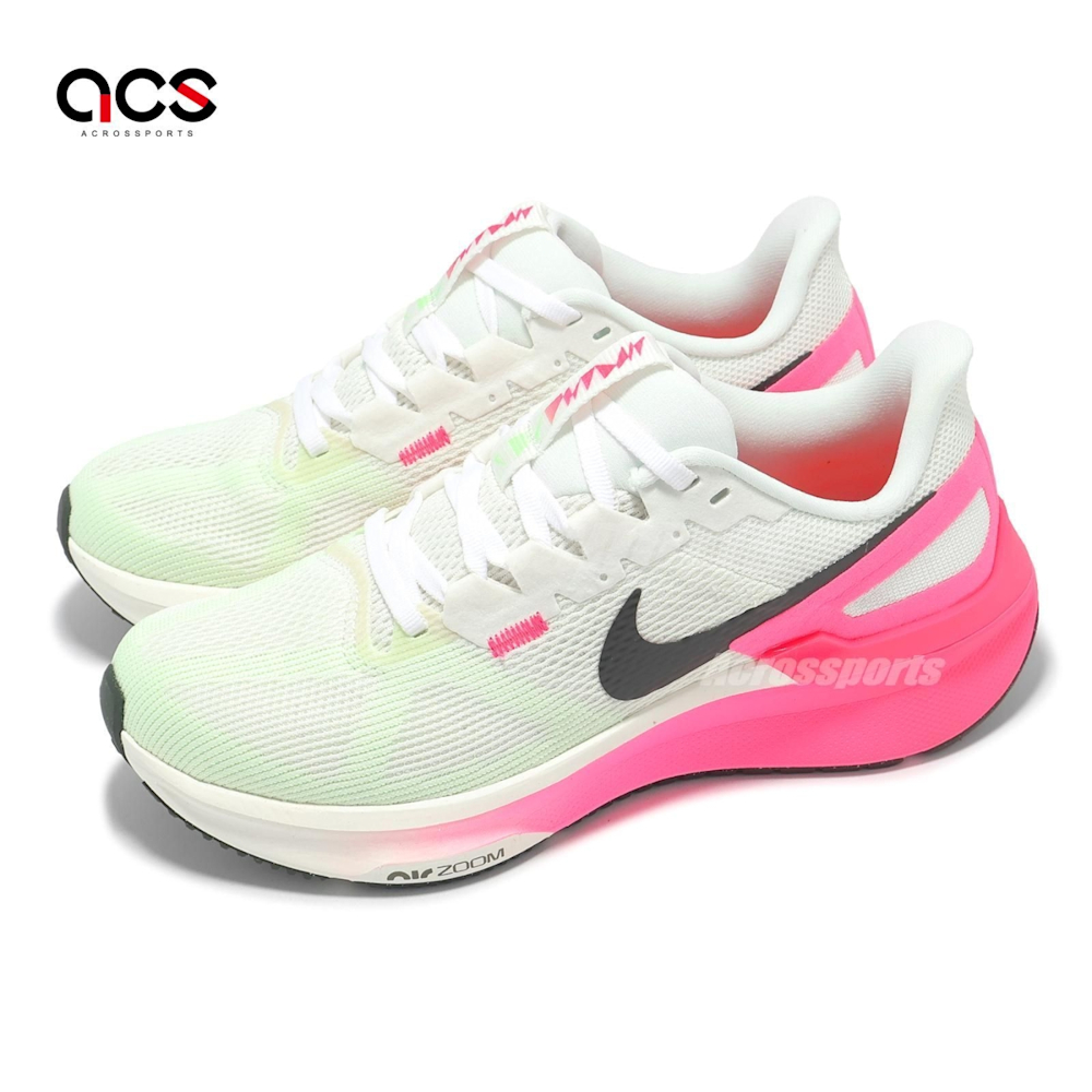 Nike 慢跑鞋 Wmns Air Zoom Structure 25 女鞋 米白 粉紅 支撐 緩震 運動鞋 IB7452-100