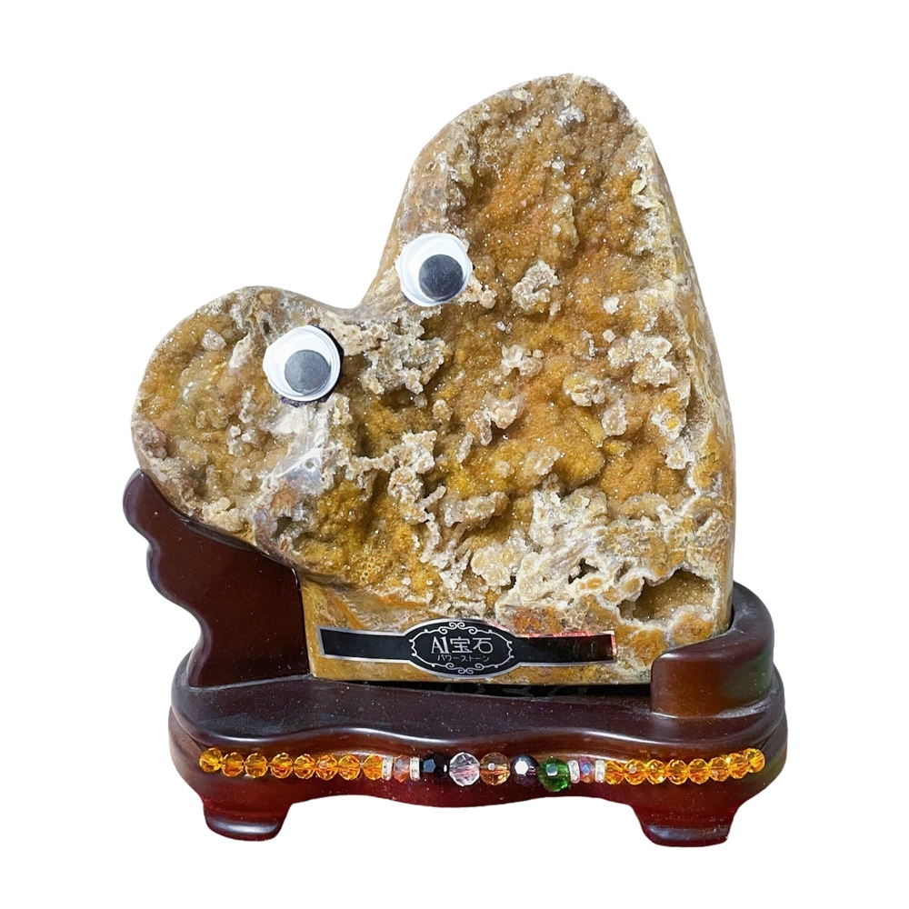 石英水晶体　阿字観本尊　寶玉　水晶玉　唐木台・仕覆付　共箱　C　8105 A1寶石稀有異象糖霜心型萌寵黃水晶鎮-同紫水晶洞能量/開運/擋煞/旺九紫