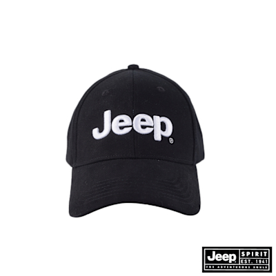 JEEP 百搭立體刺繡LOGO棒球帽-黑色