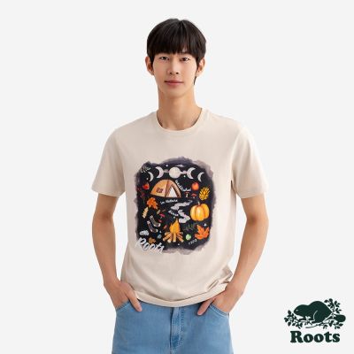 Roots男裝-HARVEST GLOW FESTIVE 短袖上衣-燕麥色