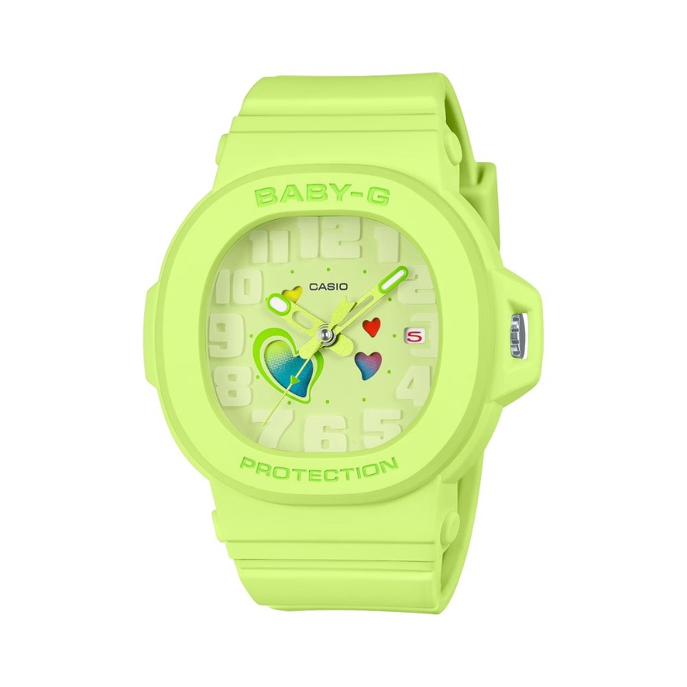 CASIO 卡西歐 BABY-G 迷人魅力 繽紛俏皮 突顯愛心錶款 螢光黃_BGA-10-3A_42.1mm