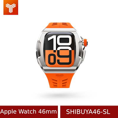 【Y24】 Apple Watch 46mm 不鏽鋼防水保護殼 WC-SHIBUYA46-SL 銀/橘