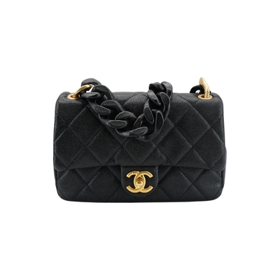CHANEL香奈兒 CHANEL 香奈兒 仿舊金雙C粒紋小牛皮肩背包(AS4788-黑)