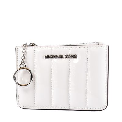 MICHAEL KORS JET SET 漆皮拉鍊證件/鑰匙/零錢包-白色